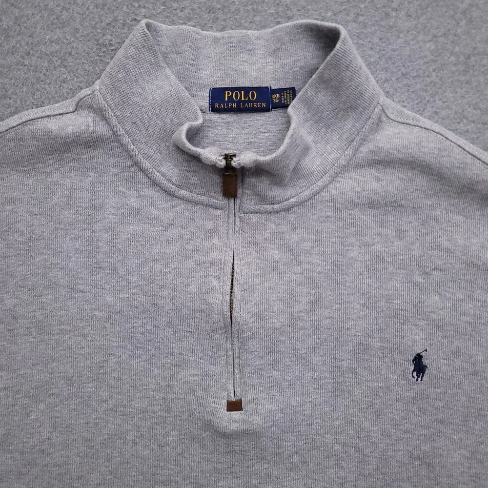 Polo Ralph Lauren Sweater Mens 3XB Quarter Zip Pullover Gray Mock Neck Cotton